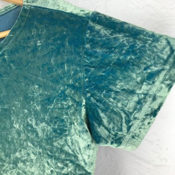 Andee Leeds Emerald Teal Green Velvety Soft Stretch Short Sleeve Top - Picture 3 of 5